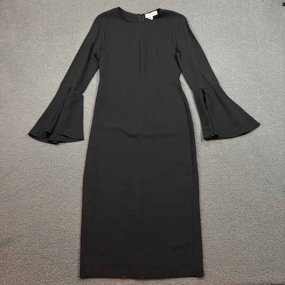 Reiss Dress Womens 4 Black Annie Bell Sleeve Midi Bodycon HF 29.5.346.20